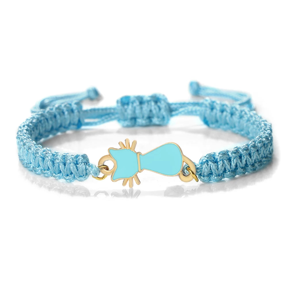 Cute Cat Pendant Braided Bracelet Colorful String Couple Bangles Chain Handmade Yoga Healing Jewelry - PeticaDeals