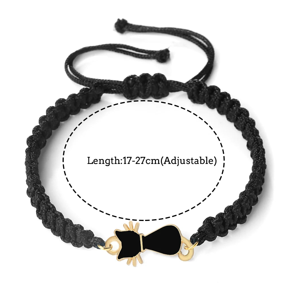 Cute Cat Pendant Braided Bracelet Colorful String Couple Bangles Chain Handmade Yoga Healing Jewelry - PeticaDeals