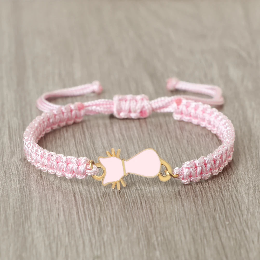Cute Cat Pendant Braided Bracelet Colorful String Couple Bangles Chain Handmade Yoga Healing Jewelry - PeticaDeals