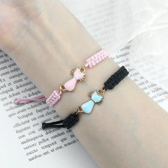 Cute Cat Pendant Braided Bracelet Colorful String Couple Bangles Chain Handmade Yoga Healing Jewelry - PeticaDeals