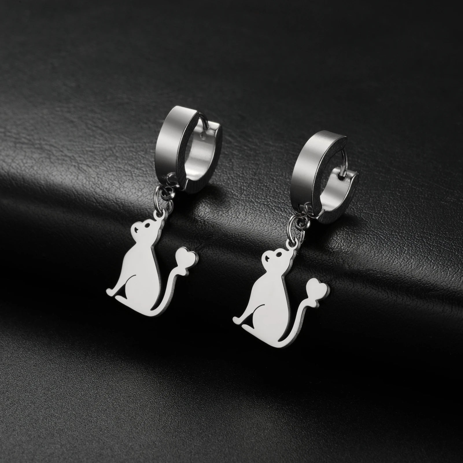 Cute Cat Women's Earrings Stainless Steel Gold - PeticaDeals