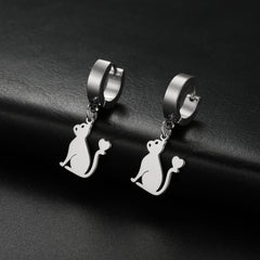 Cute Cat Women's Earrings Stainless Steel Gold - PeticaDeals