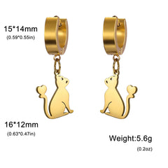 Cute Cat Women's Earrings Stainless Steel Gold - PeticaDeals