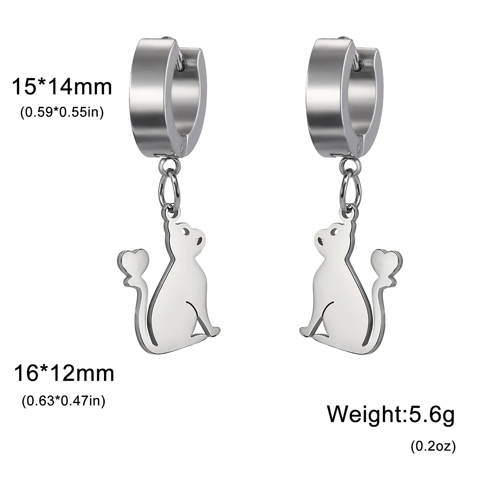 Cute Cat Women's Earrings Stainless Steel Gold - PeticaDeals