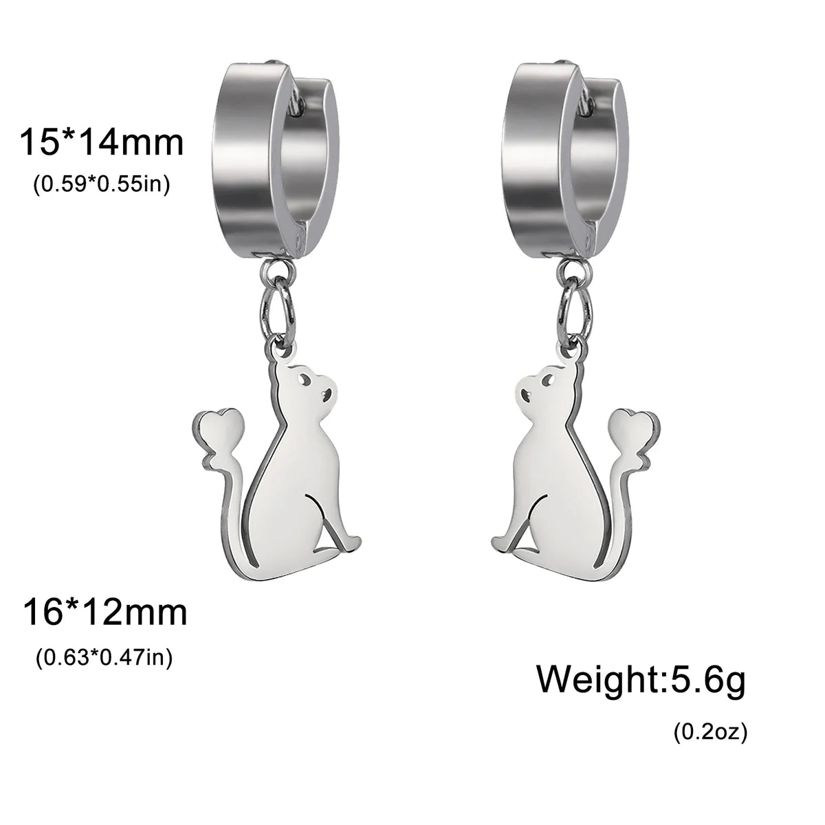 Cute Cat Women's Earrings Stainless Steel Gold - PeticaDeals
