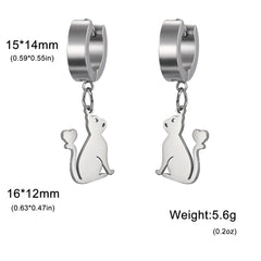 Cute Cat Women's Earrings Stainless Steel Gold - PeticaDeals