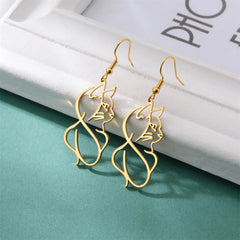 Cute Cat and Dog Dangle Earrings for Girls Stainless Steel Lovely Kitten Animal Drop Earring Fashion Jewelry - PeticaDeals