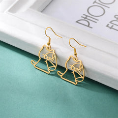 Cute Cat and Dog Dangle Earrings for Girls Stainless Steel Lovely Kitten Animal Drop Earring Fashion Jewelry - PeticaDeals