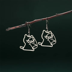 Cute Cat and Dog Dangle Earrings for Girls Stainless Steel Lovely Kitten Animal Drop Earring Fashion Jewelry - PeticaDeals