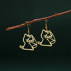 Cute Cat and Dog Dangle Earrings for Girls Stainless Steel Lovely Kitten Animal Drop Earring Fashion Jewelry - PeticaDeals