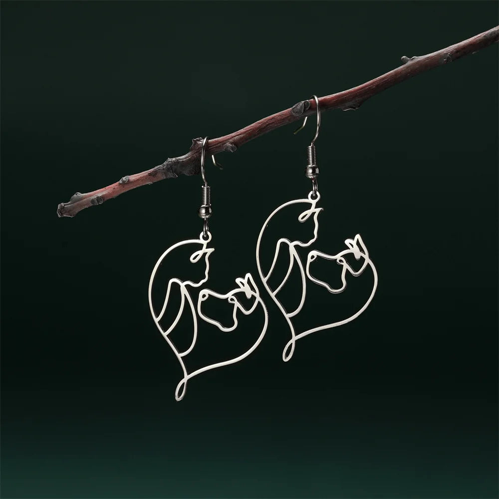 Cute Cat and Dog Dangle Earrings for Girls Stainless Steel Lovely Kitten Animal Drop Earring Fashion Jewelry - PeticaDeals