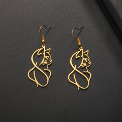 Cute Cat and Dog Dangle Earrings for Girls Stainless Steel Lovely Kitten Animal Drop Earring Fashion Jewelry - PeticaDeals