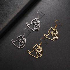 Cute Cat and Dog Dangle Earrings for Girls Stainless Steel Lovely Kitten Animal Drop Earring Fashion Jewelry - PeticaDeals