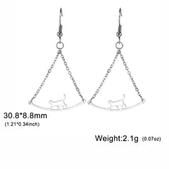 Cute Cat and Dog Dangle Earrings for Girls Stainless Steel Lovely Kitten Animal Drop Earring Fashion Jewelry - PeticaDeals