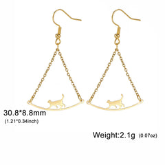 Cute Cat and Dog Dangle Earrings for Girls Stainless Steel Lovely Kitten Animal Drop Earring Fashion Jewelry - PeticaDeals