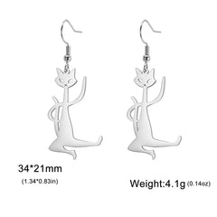 Cute Cat and Dog Dangle Earrings for Girls Stainless Steel Lovely Kitten Animal Drop Earring Fashion Jewelry - PeticaDeals