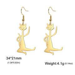 Cute Cat and Dog Dangle Earrings for Girls Stainless Steel Lovely Kitten Animal Drop Earring Fashion Jewelry - PeticaDeals