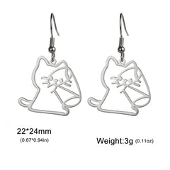 Cute Cat and Dog Dangle Earrings for Girls Stainless Steel Lovely Kitten Animal Drop Earring Fashion Jewelry - PeticaDeals