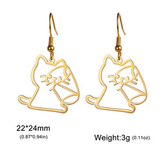 Cute Cat and Dog Dangle Earrings for Girls Stainless Steel Lovely Kitten Animal Drop Earring Fashion Jewelry - PeticaDeals