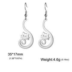 Cute Cat and Dog Dangle Earrings for Girls Stainless Steel Lovely Kitten Animal Drop Earring Fashion Jewelry - PeticaDeals