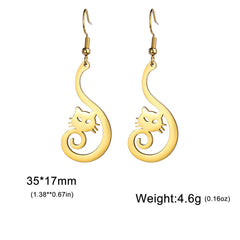 Cute Cat and Dog Dangle Earrings for Girls Stainless Steel Lovely Kitten Animal Drop Earring Fashion Jewelry - PeticaDeals