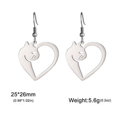 Cute Cat and Dog Dangle Earrings for Girls Stainless Steel Lovely Kitten Animal Drop Earring Fashion Jewelry - PeticaDeals