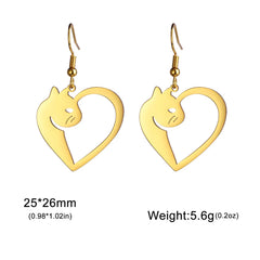 Cute Cat and Dog Dangle Earrings for Girls Stainless Steel Lovely Kitten Animal Drop Earring Fashion Jewelry - PeticaDeals