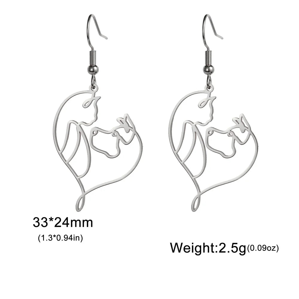 Cute Cat and Dog Dangle Earrings for Girls Stainless Steel Lovely Kitten Animal Drop Earring Fashion Jewelry - PeticaDeals