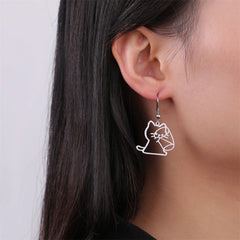Cute Cat and Dog Dangle Earrings for Girls Stainless Steel Lovely Kitten Animal Drop Earring Fashion Jewelry - PeticaDeals