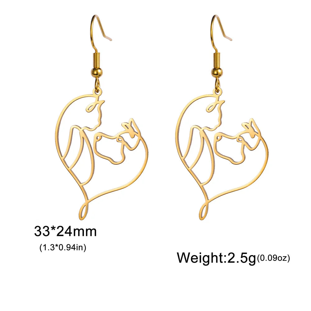 Cute Cat and Dog Dangle Earrings for Girls Stainless Steel Lovely Kitten Animal Drop Earring Fashion Jewelry - PeticaDeals