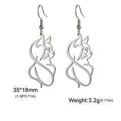Cute Cat and Dog Dangle Earrings for Girls Stainless Steel Lovely Kitten Animal Drop Earring Fashion Jewelry - PeticaDeals