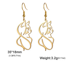 Cute Cat and Dog Dangle Earrings for Girls Stainless Steel Lovely Kitten Animal Drop Earring Fashion Jewelry - PeticaDeals