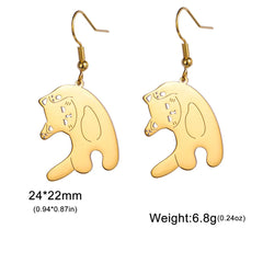 Cute Cat and Dog Dangle Earrings for Girls Stainless Steel Lovely Kitten Animal Drop Earring Fashion Jewelry - PeticaDeals