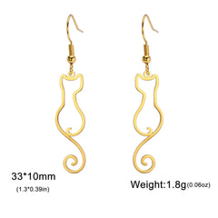 Cute Cat and Dog Dangle Earrings for Girls Stainless Steel Lovely Kitten Animal Drop Earring Fashion Jewelry - PeticaDeals