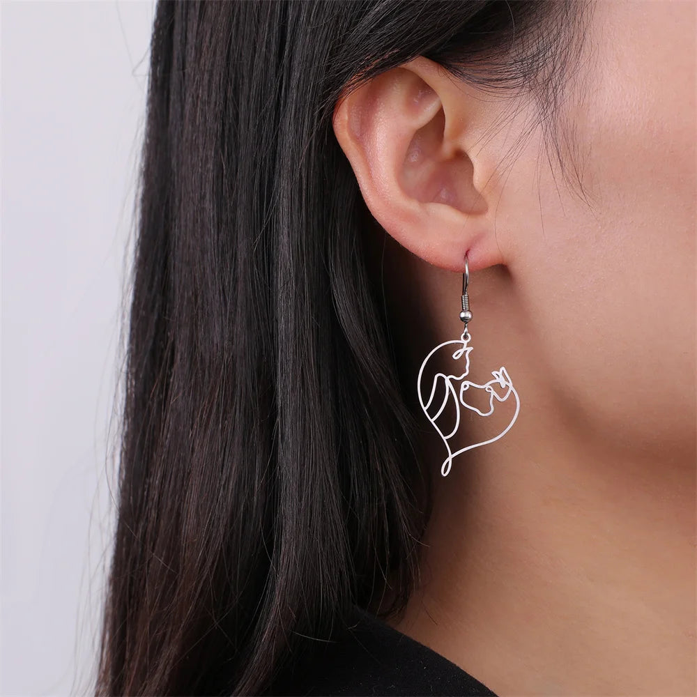 Cute Cat and Dog Dangle Earrings for Girls Stainless Steel Lovely Kitten Animal Drop Earring Fashion Jewelry - PeticaDeals