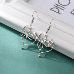 Cute Cat and Dog Dangle Earrings for Girls Stainless Steel Lovely Kitten Animal Drop Earring Fashion Jewelry - PeticaDeals