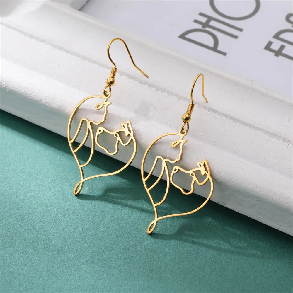Cute Cat and Dog Dangle Earrings for Girls Stainless Steel Lovely Kitten Animal Drop Earring Fashion Jewelry - PeticaDeals