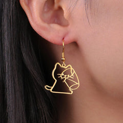 Cute Cat and Dog Dangle Earrings for Girls Stainless Steel Lovely Kitten Animal Drop Earring Fashion Jewelry - PeticaDeals