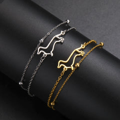 Cute Dachshund Dog Pendant Bracelet Stainless Steel Women's Hollow Summer Beach Pet Lover - PeticaDeals