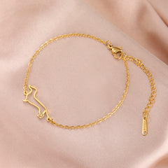 Cute Dachshund Dog Pendant Bracelet Stainless Steel Women's Hollow Summer Beach Pet Lover - PeticaDeals