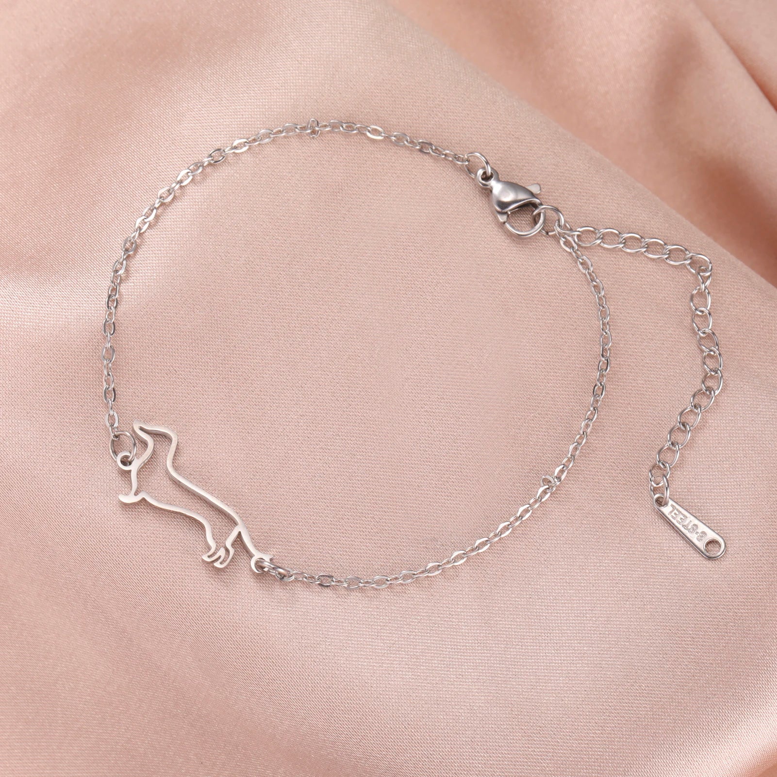 Cute Dachshund Dog Pendant Bracelet Stainless Steel Women's Hollow Summer Beach Pet Lover - PeticaDeals