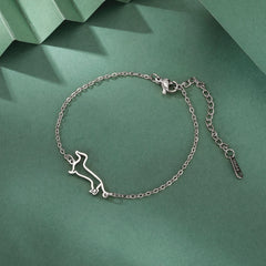 Cute Dachshund Dog Pendant Bracelet Stainless Steel Women's Hollow Summer Beach Pet Lover - PeticaDeals