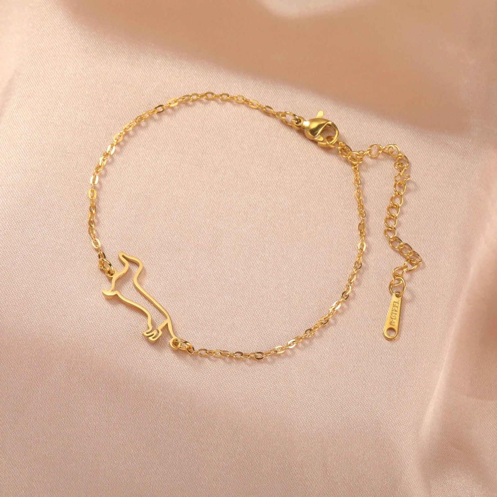 Cute Dachshund Dog Pendant Bracelet Stainless Steel Women's Hollow Summer Beach Pet Lover - PeticaDeals