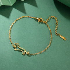 Cute Dachshund Dog Pendant Bracelet Stainless Steel Women's Hollow Summer Beach Pet Lover - PeticaDeals