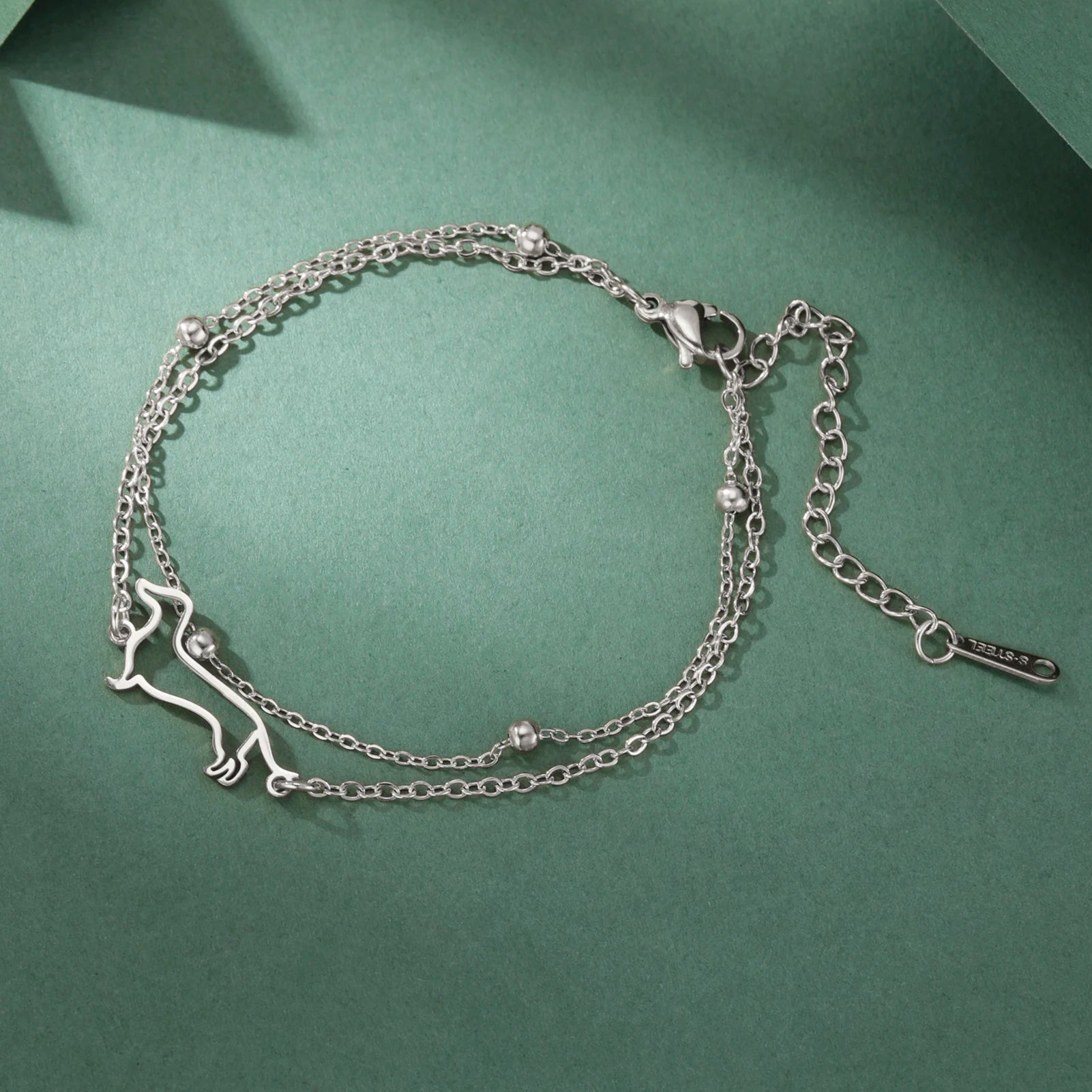 Cute Dachshund Dog Pendant Bracelet Stainless Steel Women's Hollow Summer Beach Pet Lover - PeticaDeals
