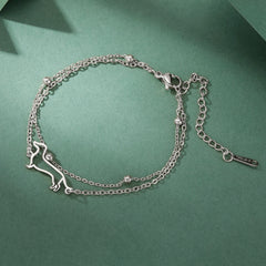 Cute Dachshund Dog Pendant Bracelet Stainless Steel Women's Hollow Summer Beach Pet Lover - PeticaDeals