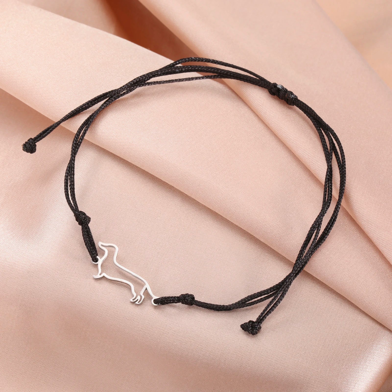 Cute Dachshund Dog Pendant Bracelet Stainless Steel Women's Hollow Summer Beach Pet Lover - PeticaDeals