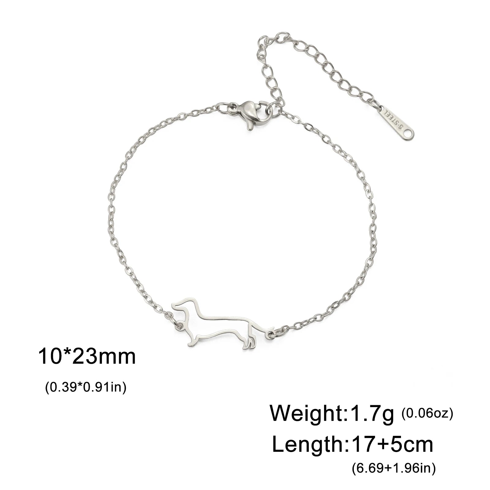 Cute Dachshund Dog Pendant Bracelet Stainless Steel Women's Hollow Summer Beach Pet Lover - PeticaDeals
