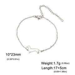 Cute Dachshund Dog Pendant Bracelet Stainless Steel Women's Hollow Summer Beach Pet Lover - PeticaDeals