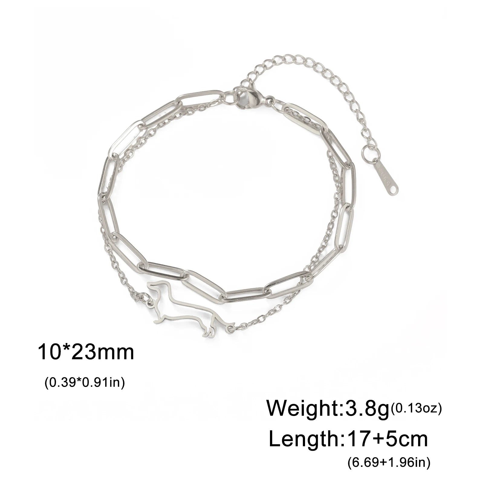 Cute Dachshund Dog Pendant Bracelet Stainless Steel Women's Hollow Summer Beach Pet Lover - PeticaDeals